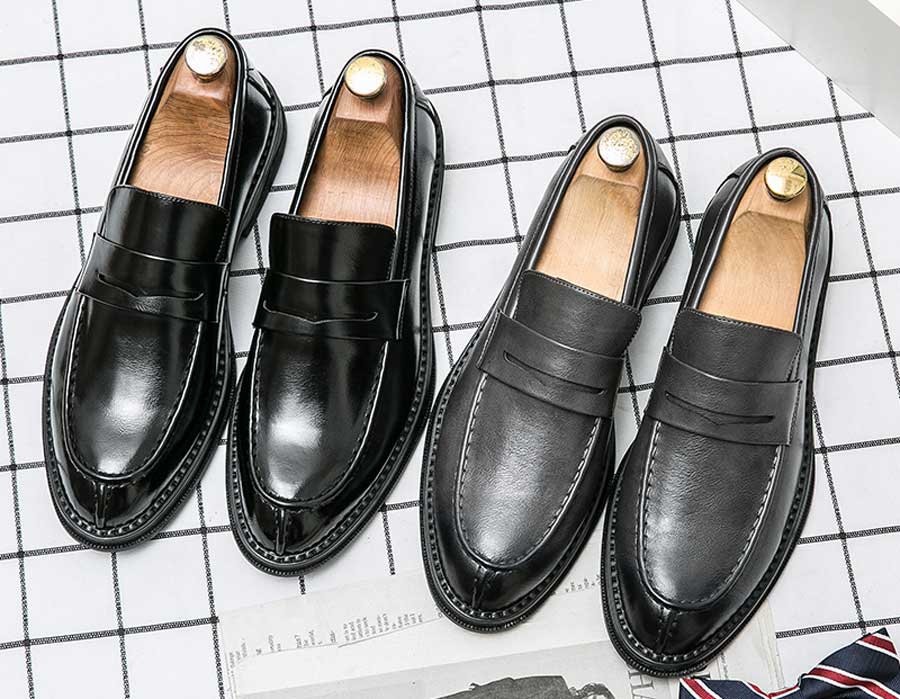 Men's retro penny strap slip on dress shoes