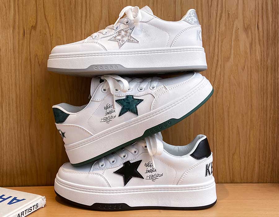 Women's star letter print lace up shoe sneakers