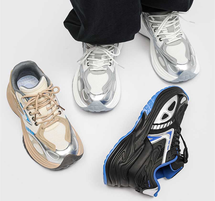 Men's pattern & rubber patch accents sport shoe sneakers