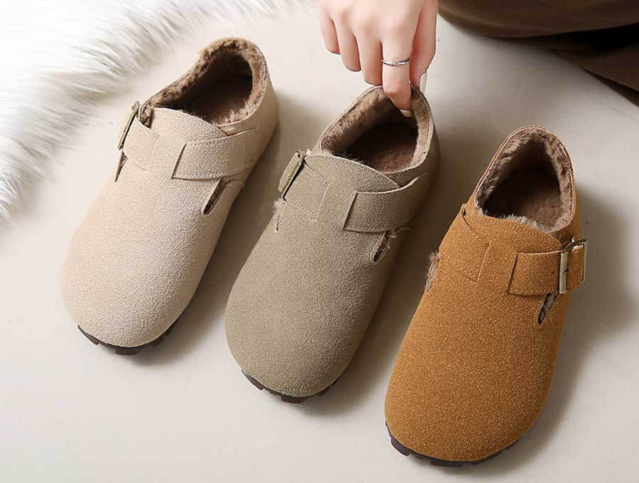 Women's casual buckle strap winter slip on shoes