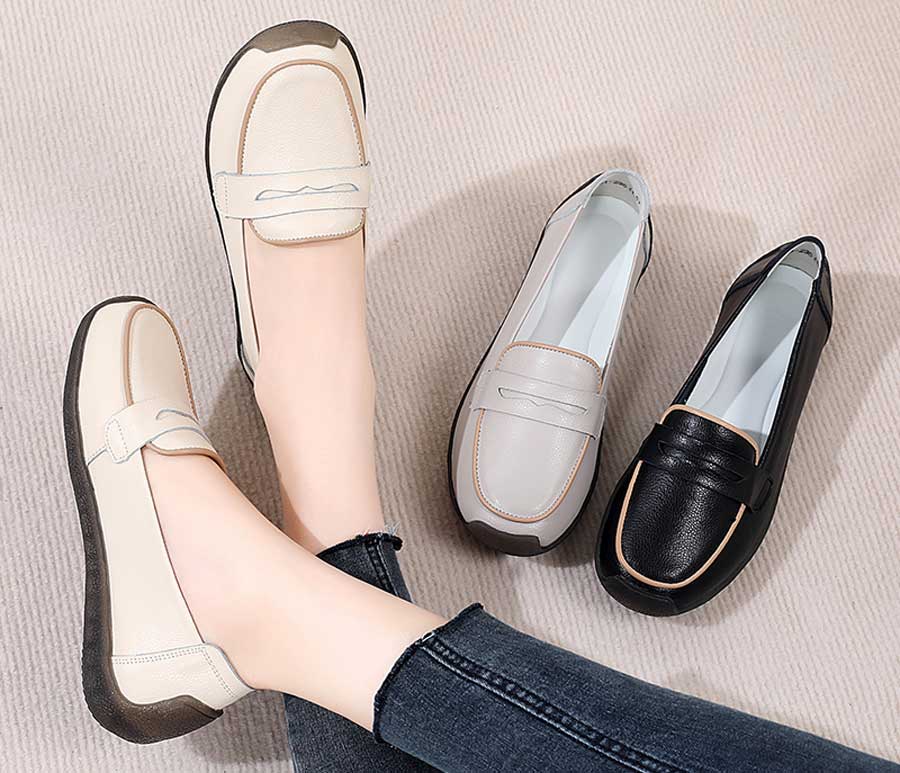 Women's penny strap slip on shoe loafers