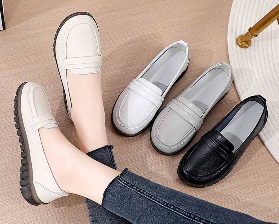 Women's layered accents penny strap slip on shoe loafers