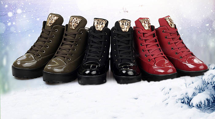 Women's patent leather platform boots